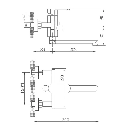Смеситель для ванны Haiba HB60806 сталь Смеситель для ванны Haiba HB60806 сталь