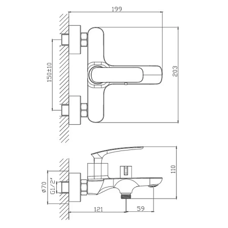 Смеситель для ванны Haiba HB60616 хром Смеситель для ванны Haiba HB60616 хром