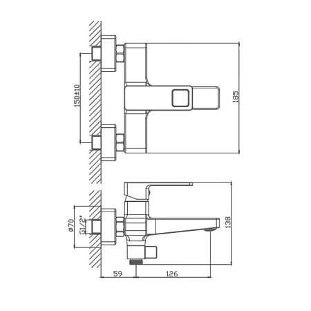 Смеситель для ванны Haiba HB60615 хром Смеситель для ванны Haiba HB60615 хром