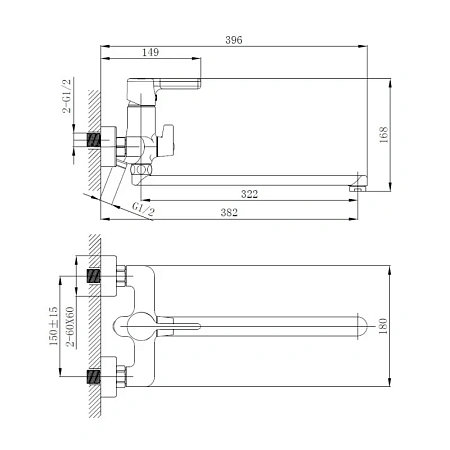 Смеситель для ванны Haiba HB22814-7 черный Смеситель для ванны Haiba HB22814-7 черный