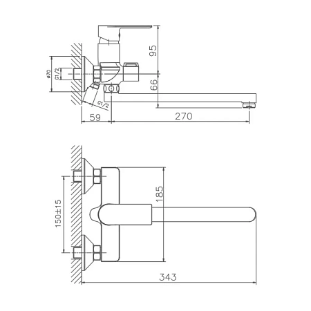 Смеситель для ванны Haiba HB22505-3 пепельный Смеситель для ванны Haiba HB22505-3 пепельный
