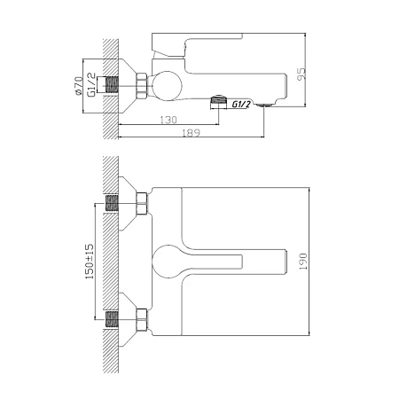 Смеситель для ванны Haiba HB60652-7 черный Смеситель для ванны Haiba HB60652-7 черный