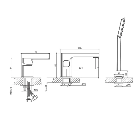 Смеситель для ванны Haiba HB80615-7 черный Смеситель для ванны Haiba HB80615-7 черный