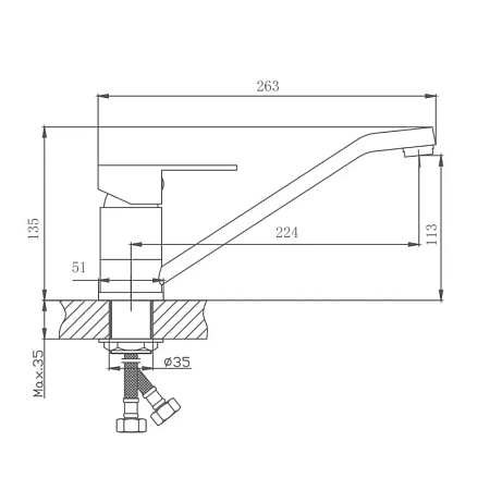 Смеситель для кухни Haiba HB42802 сталь Смеситель для кухни Haiba HB42802 сталь