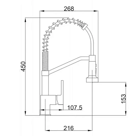 Смеситель для кухни Haiba HB73826-7 с гибким изливом, черный Смеситель для кухни Haiba HB73826-7 с гибким изливом, черный