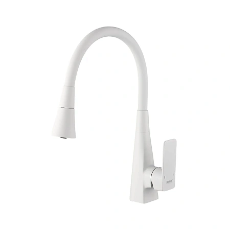 Смеситель для кухни Haiba HB73823-8 с гибким изливом, белый Смеситель для кухни Haiba HB73823-8 с гибким изливом, белый