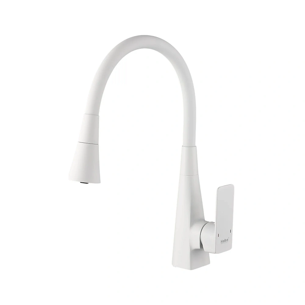 Смеситель для кухни Haiba HB73823-8 с гибким изливом, белый — Изображение 1