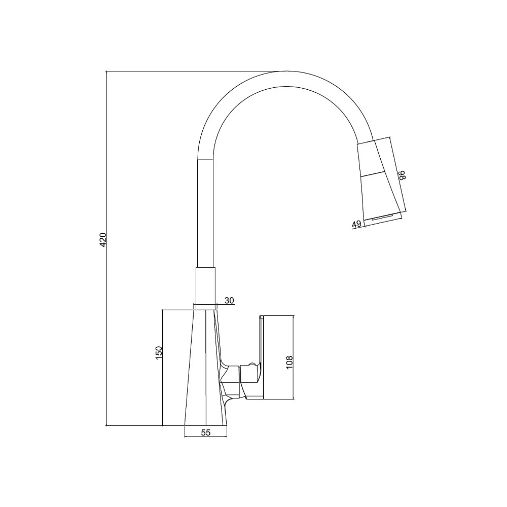 Смеситель для кухни Haiba HB73823-3 с гибким изливом, оружейная сталь — Изображение 2