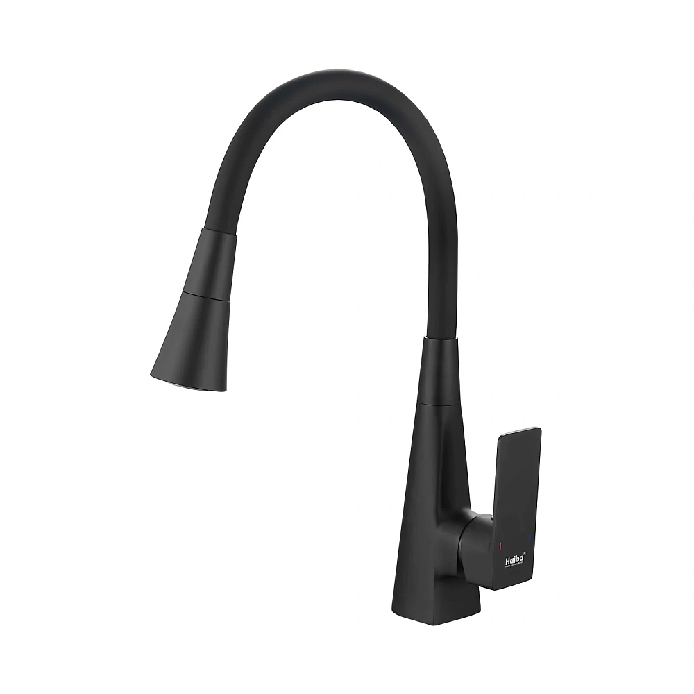 Смеситель для кухни Haiba HB73823-7 с гибким изливом, черный — Изображение 1