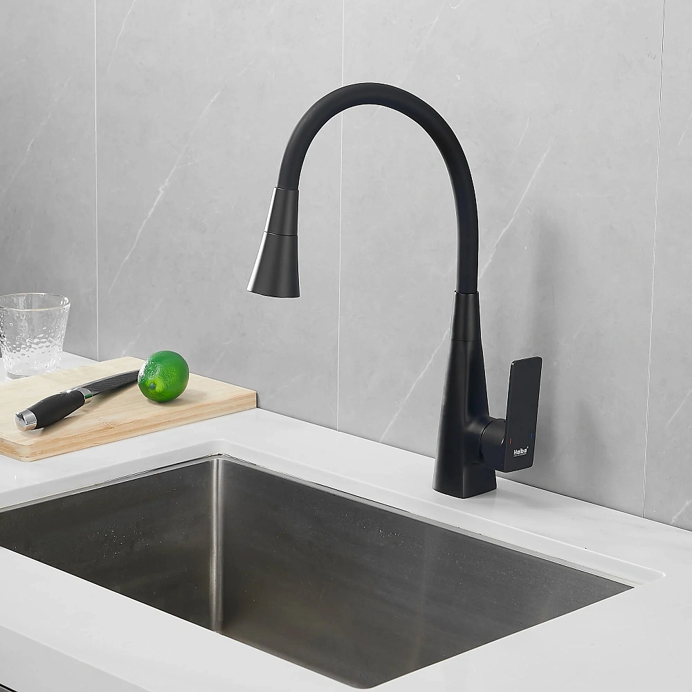 Смеситель для кухни Haiba HB73823-7 с гибким изливом, черный — Изображение 3