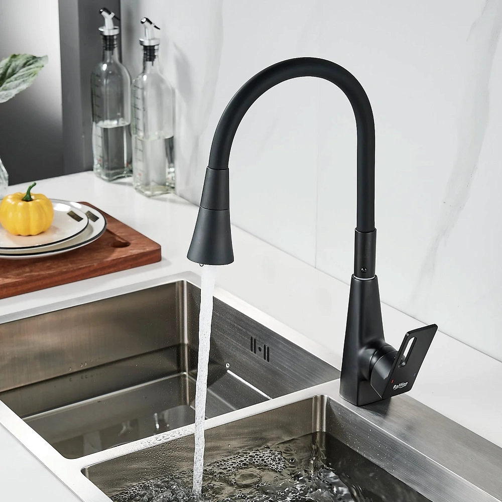 Смеситель для кухни Raffine F313H-3 с гибким изливом, черный — Изображение 8