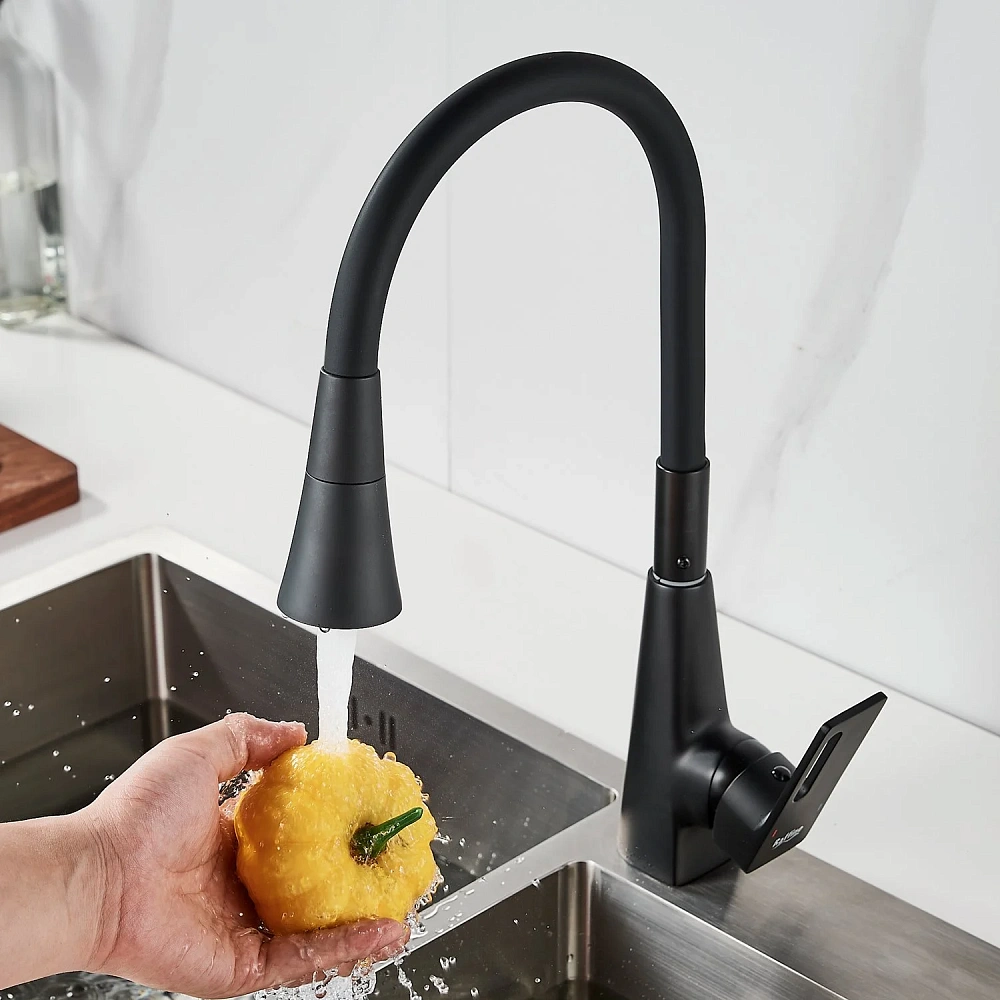 Смеситель для кухни Raffine F313H-3 с гибким изливом, черный — Изображение 10