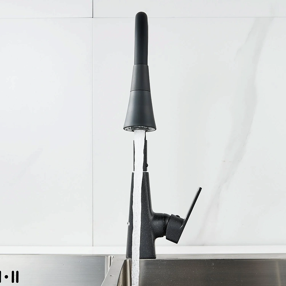 Смеситель для кухни Raffine F313H-3 с гибким изливом, черный — Изображение 15