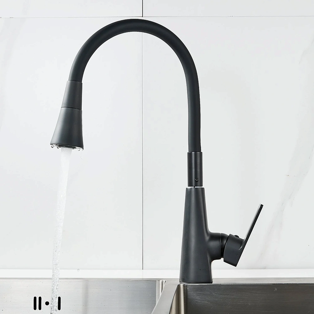 Смеситель для кухни Raffine F313H-3 с гибким изливом, черный — Изображение 16