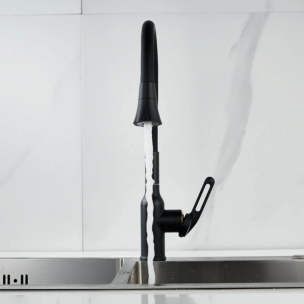 Смеситель для кухни Raffine F303H-3 с гибким изливом, черный — Изображение 17