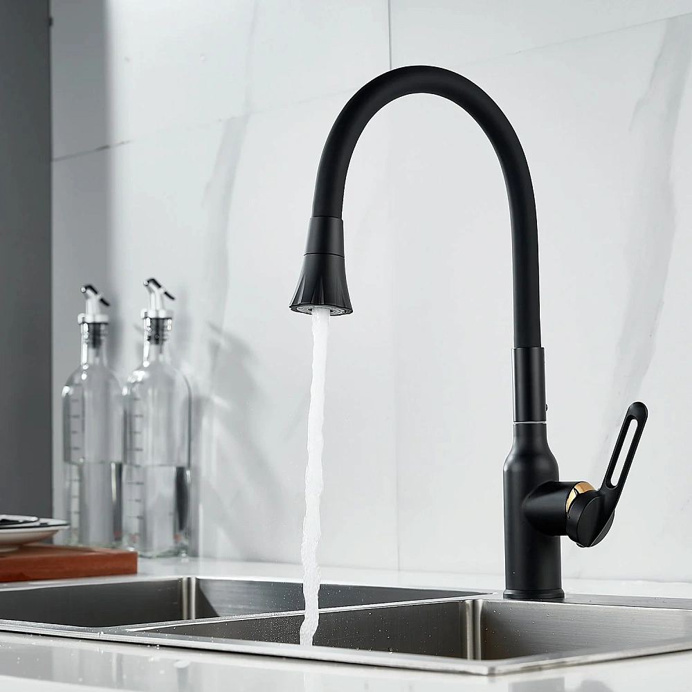 Смеситель для кухни Raffine F303H-3 с гибким изливом, черный — Изображение 18