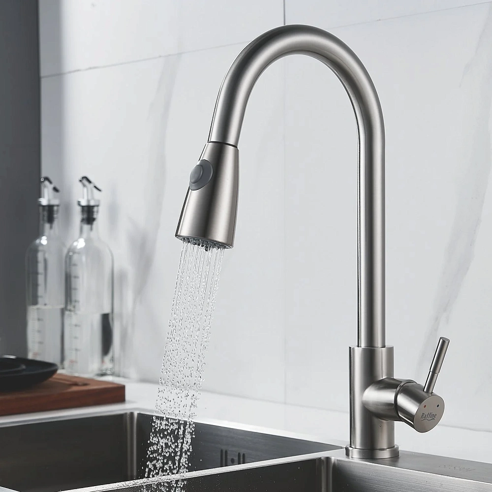Смеситель для кухни Raffine F213L с выдвижным изливом, сатин — Изображение 16