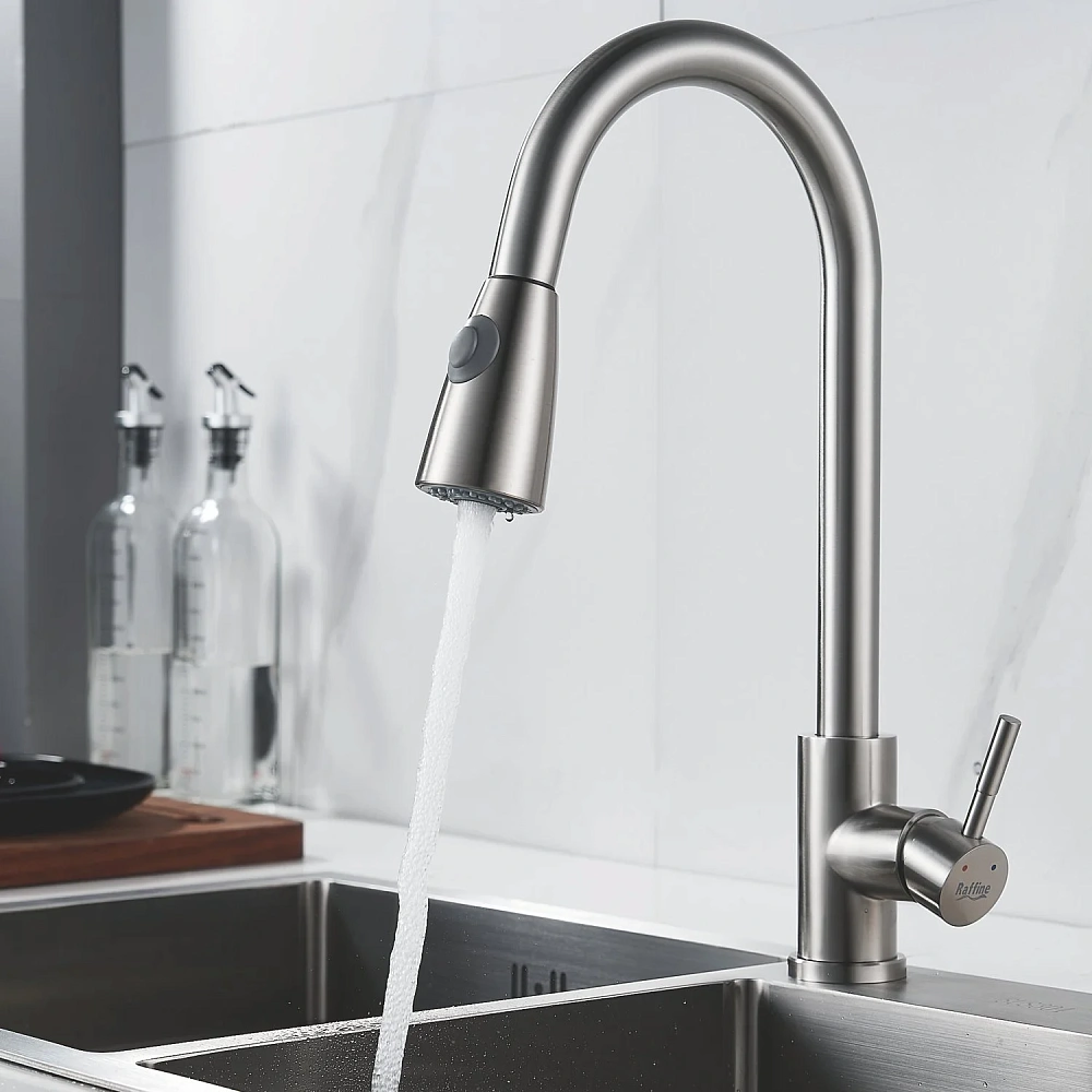 Смеситель для кухни Raffine F213L с выдвижным изливом, сатин — Изображение 17