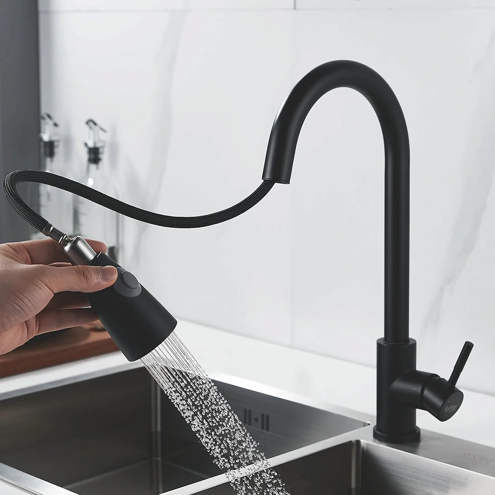 Смеситель для кухни Raffine F213H с выдвижным изливом, черный — Изображение 8