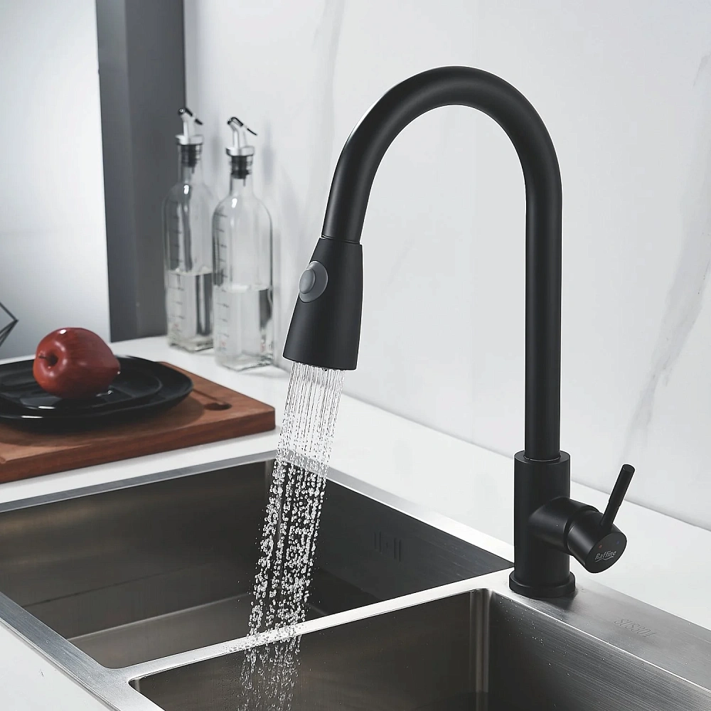 Смеситель для кухни Raffine F213H с выдвижным изливом, черный — Изображение 11