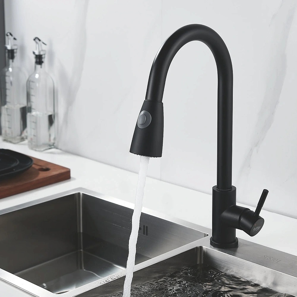 Смеситель для кухни Raffine F213H с выдвижным изливом, черный — Изображение 12