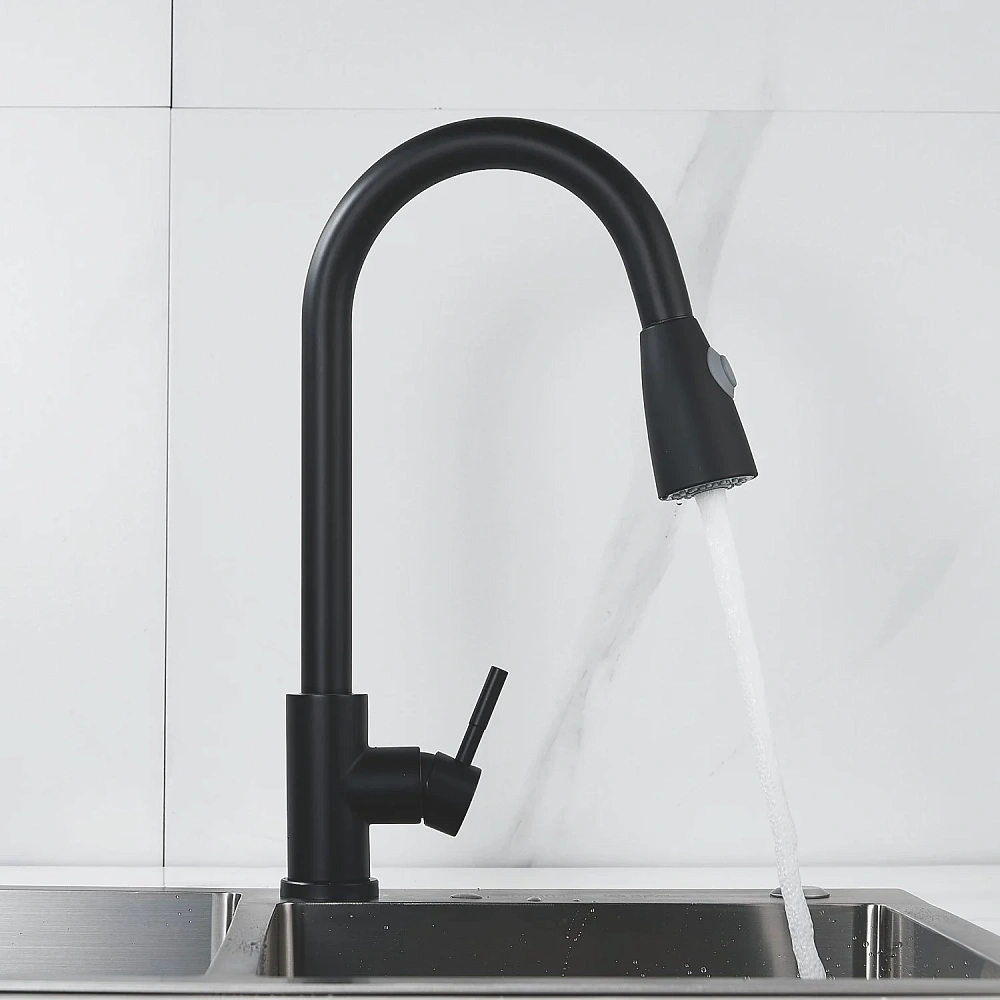 Смеситель для кухни Raffine F213H с выдвижным изливом, черный — Изображение 15