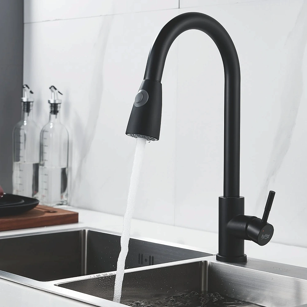 Смеситель для кухни Raffine F213H с выдвижным изливом, черный — Изображение 18