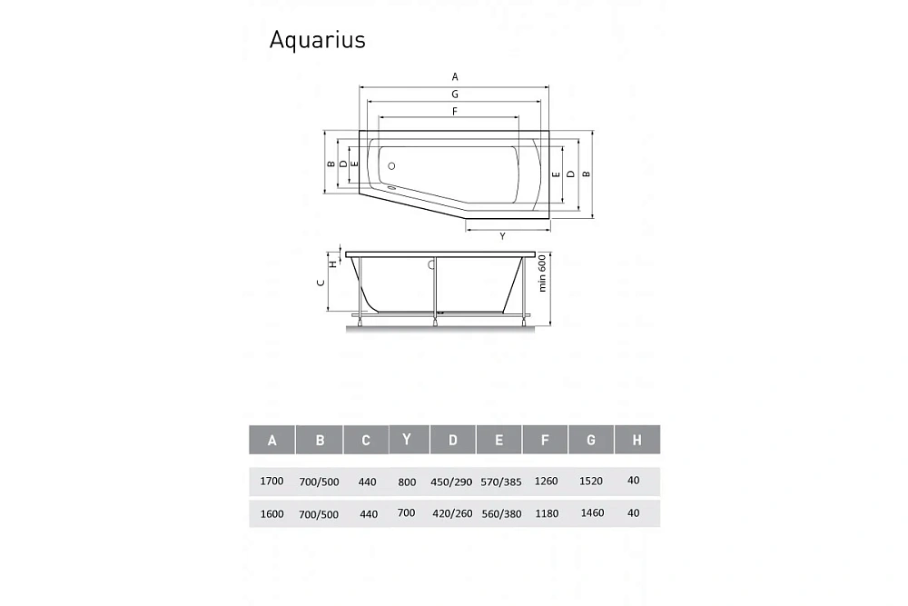 Акриловая ванна Relisan AQUARIUS Гл000013736 правосторонняя 160x70 — Изображение 2