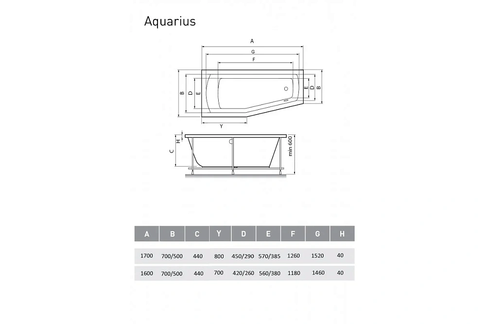 Акриловая ванна Relisan AQUARIUS Гл000013735 левосторонняя 160x70 — Изображение 2