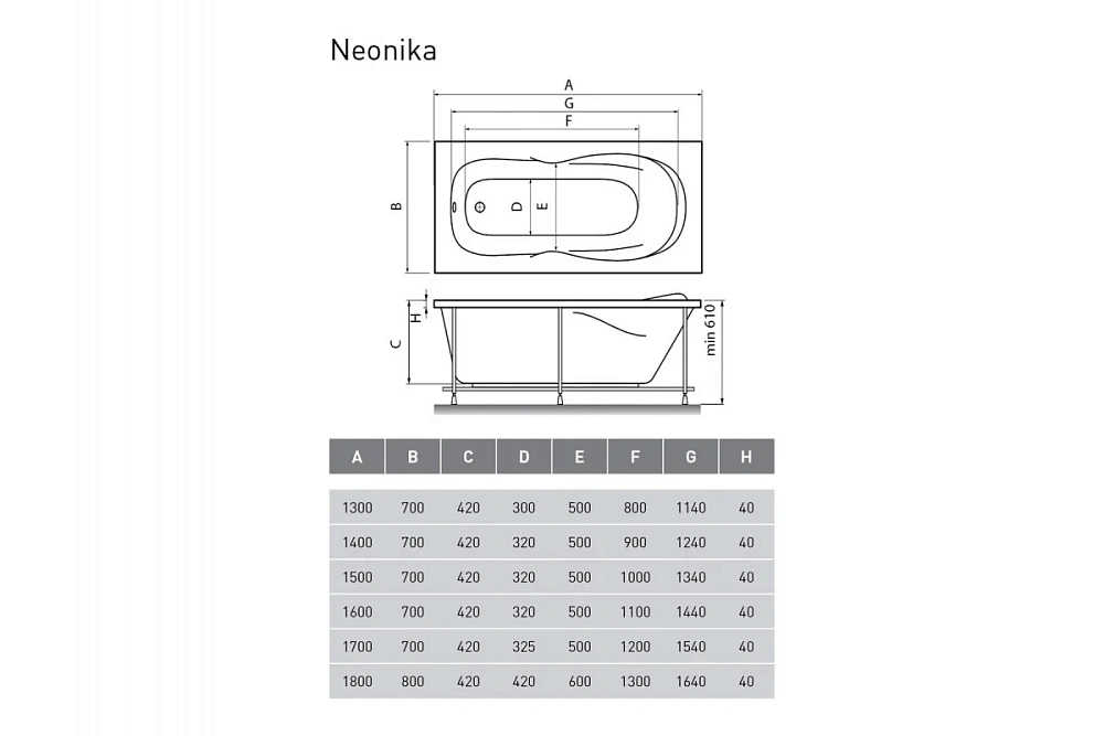 Акриловая ванна Relisan NEONIKA Гл000000963 150x70 — Изображение 2