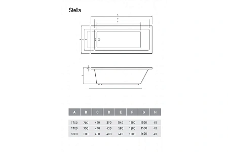Акриловая ванна Relisan STELLA Гл000026029 170x75 Акриловая ванна Relisan STELLA Гл000026029 170x75