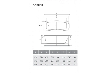 Акриловая ванна Relisan KRISTINA Гл000023015 180x80 Акриловая ванна Relisan KRISTINA Гл000023015 180x80