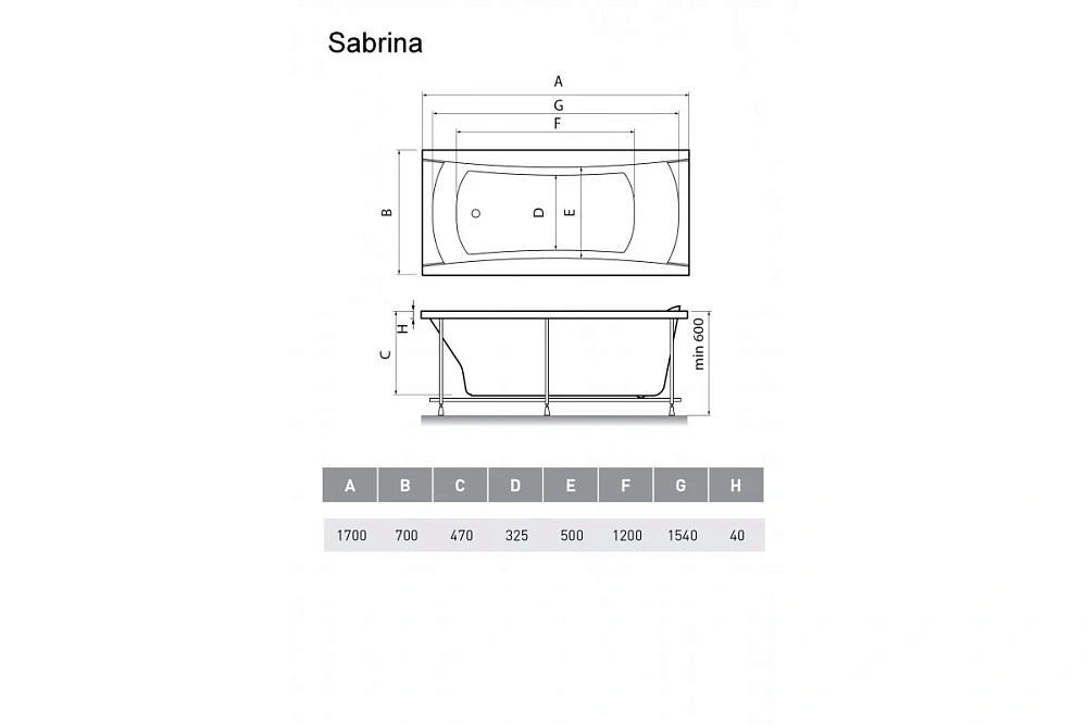 Акриловая ванна Relisan SABRINA Гл000024804 170x70 — Изображение 2