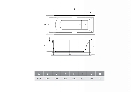 Акриловая ванна Relisan EcoPlus ТЕМЗА Гл000025013 190x100 Акриловая ванна Relisan EcoPlus ТЕМЗА Гл000025013 190x100