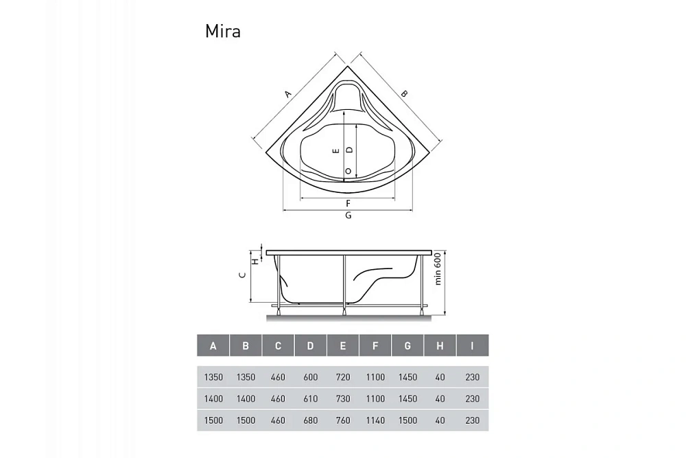 Акриловая ванна Relisan MIRA Гл000000545 угловая 135x135 — Изображение 2