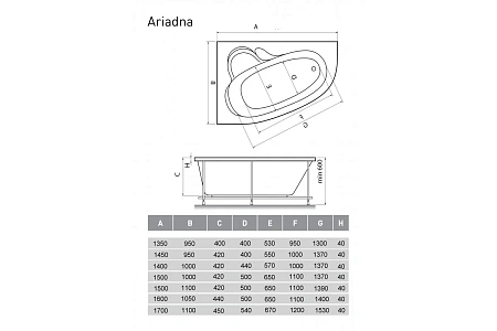 Акриловая ванна Relisan ARIADNA Гл000000953 левосторонняя 140x100 Акриловая ванна Relisan ARIADNA Гл000000953 левосторонняя 140x100