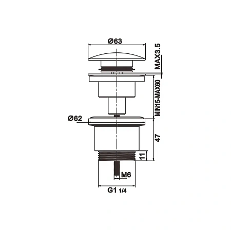 Донный клапан Rose RS31Q бронза Донный клапан Rose RS31Q бронза