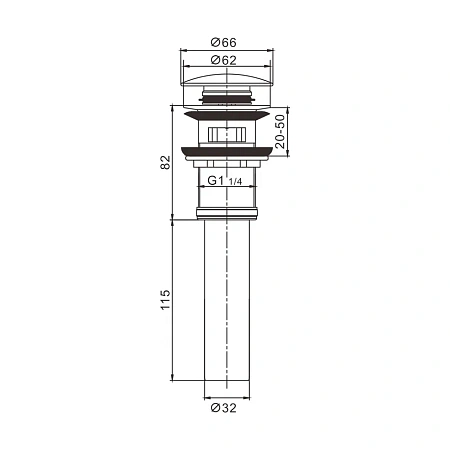 Донный клапан Rose RS12H черный Донный клапан Rose RS12H черный