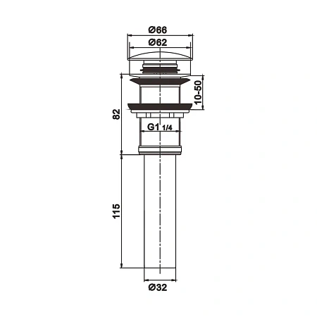 Донный клапан Rose RS11H черный Донный клапан Rose RS11H черный