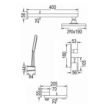 Душевая система Rose R2835C встраиваемая, белый Душевая система Rose R2835C встраиваемая, белый