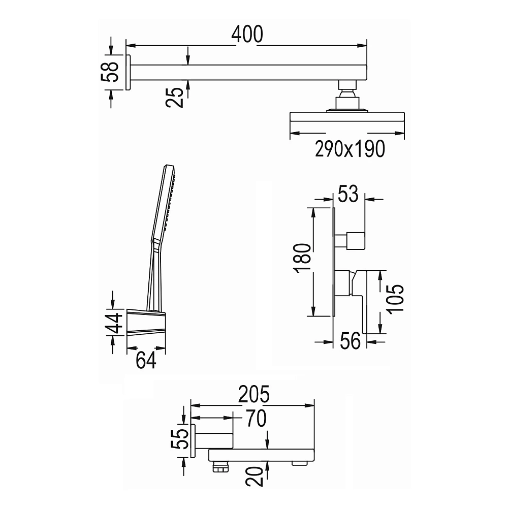 Душевая система Rose R2835C встраиваемая, белый — Изображение 2
