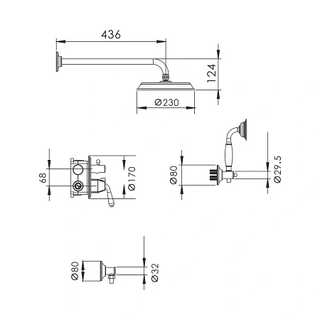 Душевая система Rose R0235H встраиваемая, черный Душевая система Rose R0235H встраиваемая, черный