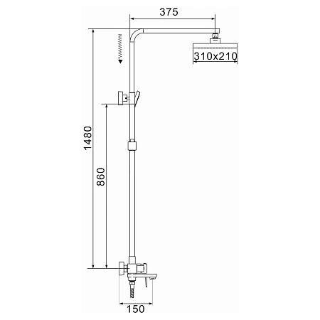 Душевая система Rose R2836T оружейная сталь Душевая система Rose R2836T оружейная сталь