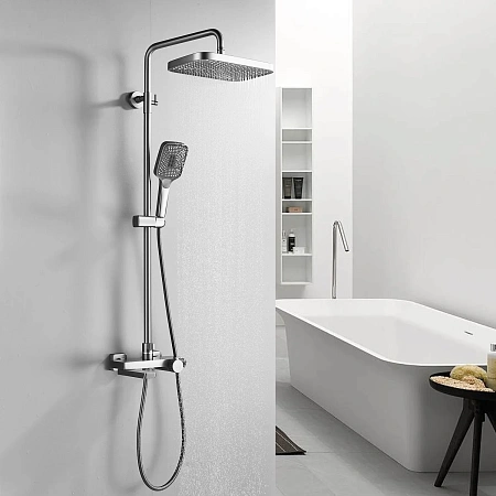 Душевая система Rose R1896T с термостатом, пепельный Душевая система Rose R1896T с термостатом, пепельный