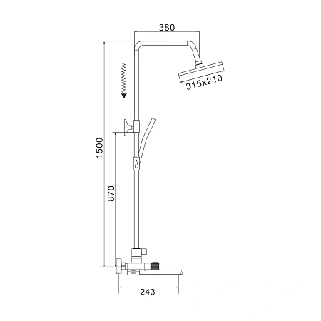 Душевая система Rose R1896 с термостатом, хром Душевая система Rose R1896 с термостатом, хром