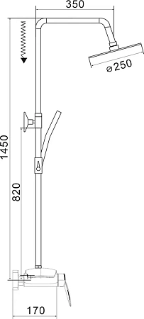 Душевая система Rose R1136H с каскадным изливом, черный Душевая система Rose R1136H с каскадным изливом, черный