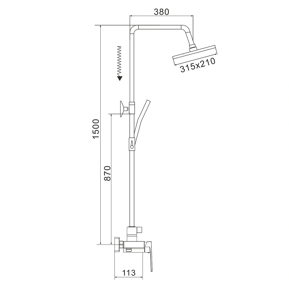 Душевая система Rose R1836T-6 пепельный — Изображение 2