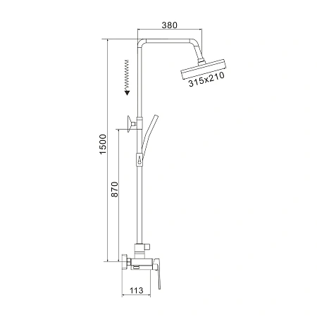 Душевая система Rose R1836H-6 черный Душевая система Rose R1836H-6 черный
