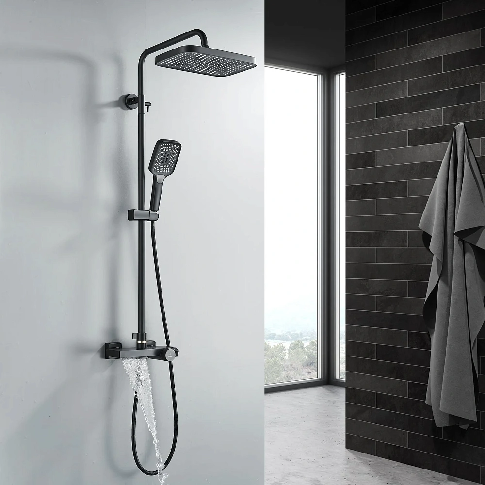 Душевая система Rose R1896H-6 с термостатом, черный — Изображение 7