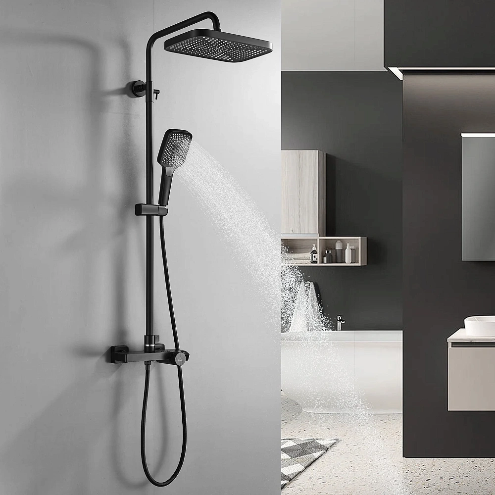 Душевая система Rose R1896H-6 с термостатом, черный — Изображение 9